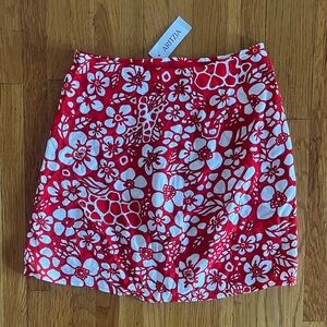 Aritzia Red & White Floral Mini Skirt